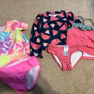 Girls swim sets - strawberry and pink tie dye - size 5T